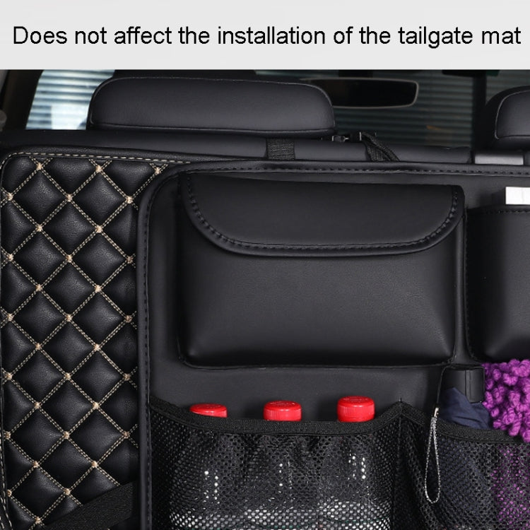 Car Trunk Leather Storage Bag Large Capacity Rear Seat Back Pouch, Style: Leather(Beige) by buy2fix