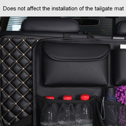 Car Trunk Leather Storage Bag Large Capacity Rear Seat Back Pouch, Style: Mesh Pocket(Beige) by buy2fix