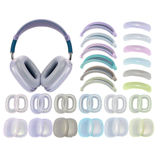 For AirPods Max Headphones 4-in-1 Silicone Replacement Cover Kit(Transparent Black) by buy2fix