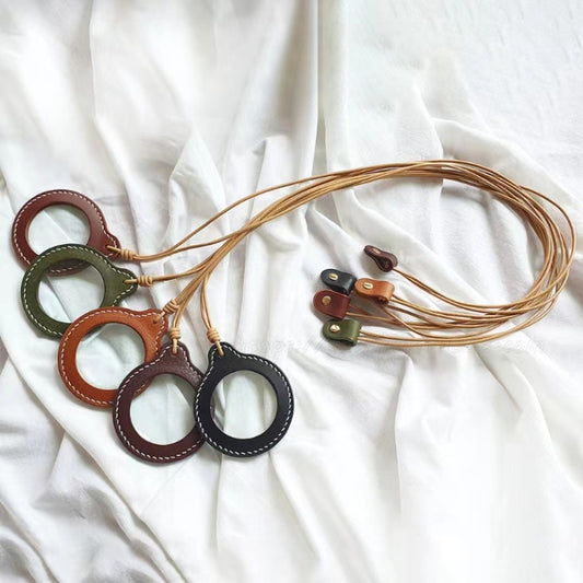 3X Adjustable Hanging Magnifier Portable Elderly Magnifying Glass with Leather Case(Black) by buy2fix