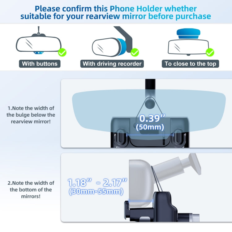 Car Rearview Mirror Phone Holder 360 Degree Rotation Smartphones Stand(Black) by buy2fix