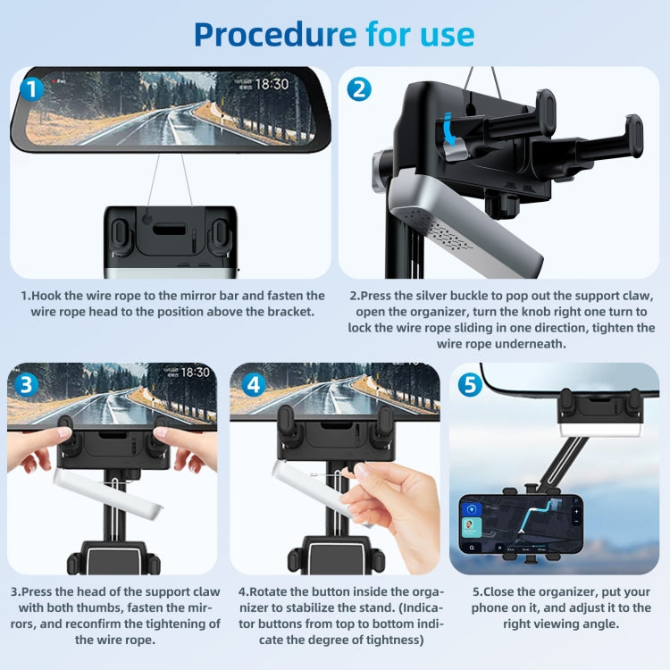 Car Rearview Mirror Phone Holder 360 Degree Rotation Smartphones Stand(Black) by buy2fix