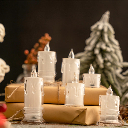 4.7x9.5cm With Base LED Transparent Glowing Candle Lights Simulation Electronic Candle by buy2fix