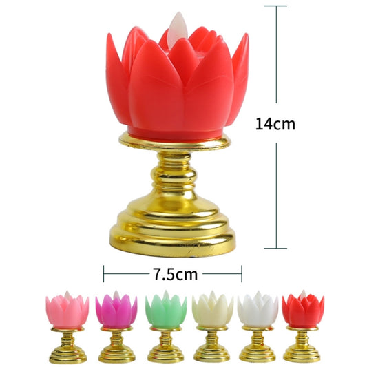 LED Electronic Candle Lotus Lamp Buddha Offering Light Simulation Swing Decorative Lights(Beige) by buy2fix
