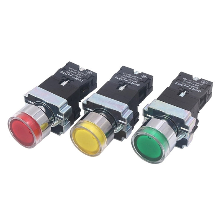 CHINT NP2-BW3365/24V 1 NO+1 NC Pushbutton Switches With LED Light Silver Alloy Contact Push Button - Car Switches by CHINT | Online Shopping UK | buy2fix