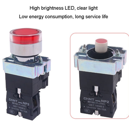 CHINT NP2-BW3365/24V 1 NO+1 NC Pushbutton Switches With LED Light Silver Alloy Contact Push Button - Car Switches by CHINT | Online Shopping UK | buy2fix