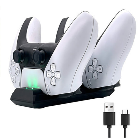 For PS5 Controller Dock Charger Gamepad Dual Port Quick Charger(White) by buy2fix