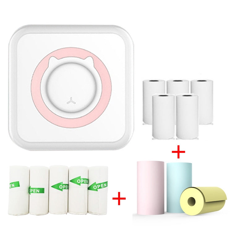 C15 Mini Student Bluetooth Inkless Photo Label Thermal Printer, Spec: Pink+5 Stickers+5 Paper+3 Color Paper by Huawei