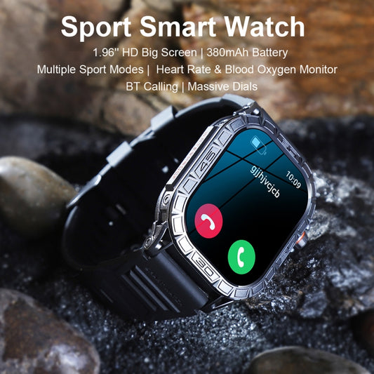 K63 1.96-Inch Heart Rate/Blood Oxygen Monitoring Bluetooth Call Sports Smart Watch, Color: Black Three-bead Steel by buy2fix