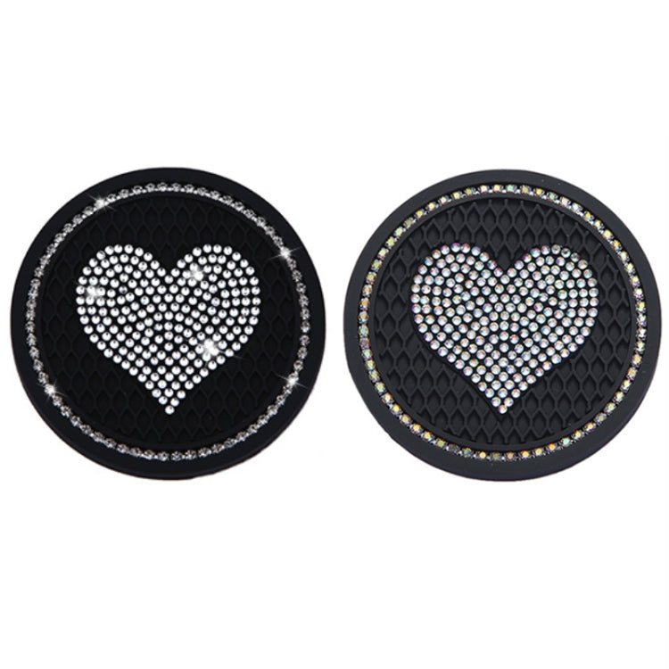 Car Round Love Diamond Honeycomb Anti-slip Coaster(Colorful AB Diamond) by buy2fix