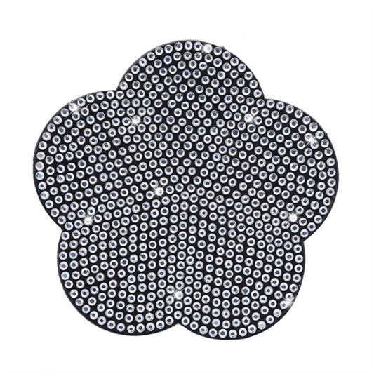 Car-mounted Diamond-filled Plum Blossom Decorated PVC Water Coaster(White) by buy2fix