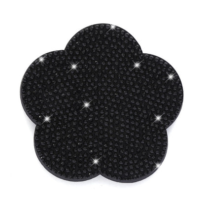 Car-mounted Diamond-filled Plum Blossom Decorated PVC Water Coaster(Black) by buy2fix