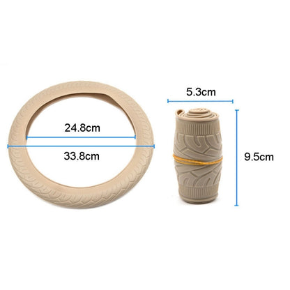 For 36cm-40cm Diameter Steering Wheel Car Silicone Protective Cover Wear Resistant Non-Slip Tire Pattern Driving Grip Sleeve(Beige) by buy2fix