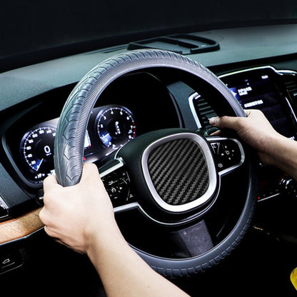 For 36cm-40cm Diameter Steering Wheel Car Silicone Protective Cover Wear Resistant Non-Slip Tire Pattern Driving Grip Sleeve(Gray) by buy2fix
