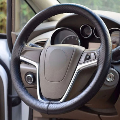 Hand-Sewn Microfiber Non-Slip Steering Wheel Cover Universal Turning Grip Sleeve, Size: 38cm(Black) by buy2fix