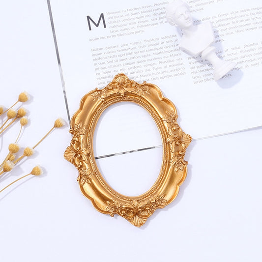 Vintage Gold Resin Mini Photo Frame Earrings Jewelry Decoration Photo Props(Oval) - Camera Accessories by buy2fix | Online Shopping UK | buy2fix