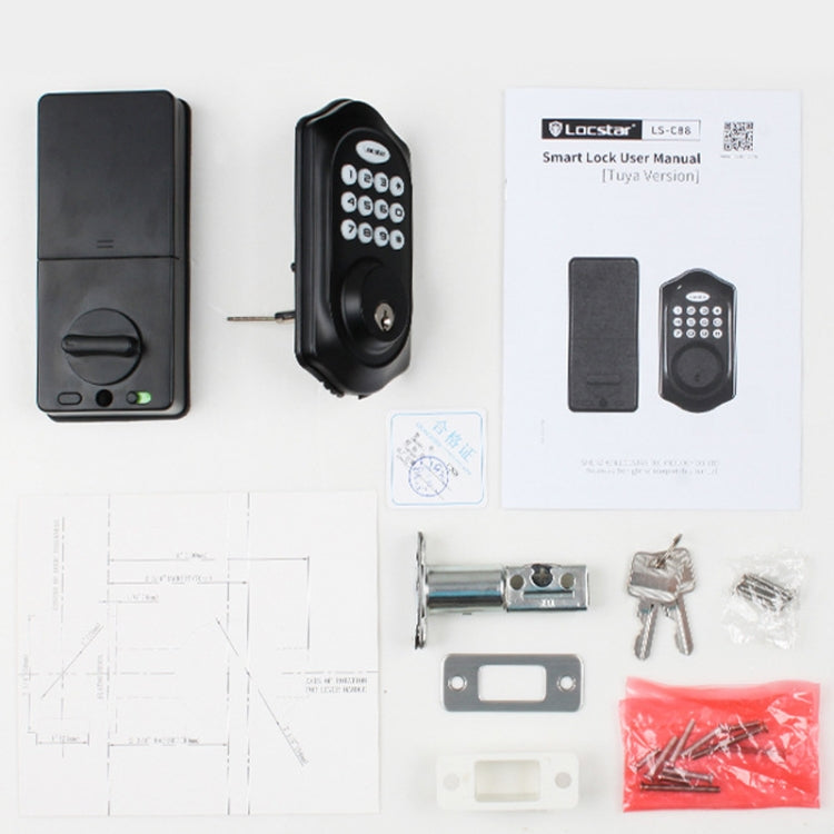 C88 Bluetooth Remote Tuya Automatic Smart Electronic Password Door Lock(Black) by buy2fix