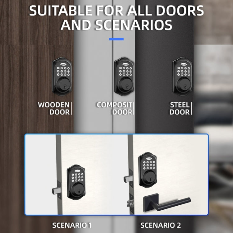C88 Bluetooth Remote Tuya Automatic Smart Electronic Password Door Lock(Black) by buy2fix