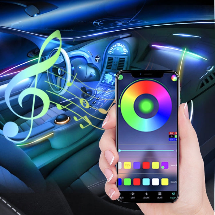 Car Interior Fiber Optic Cold Light RGB Ambient Lamp Center Phantom Footwell Atmosphere Lights, Style: One To Two 110cm+35cm(Colorful Double Control) by buy2fix
