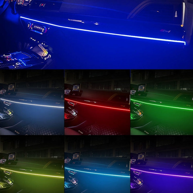 Car Interior Fiber Optic Cold Light RGB Ambient Lamp Center Phantom Footwell Atmosphere Lights, Style: One To Two 110cm+35cm(Colorful Double Control) by buy2fix