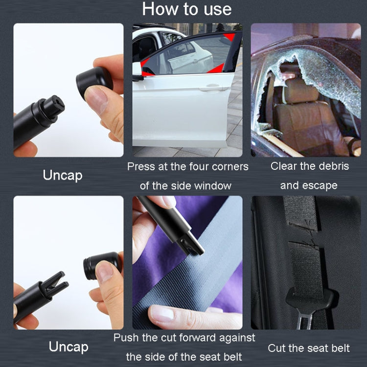 Car Emergency Life-Saving Safety Hammer Multifunctional Fast Window Breaker For Vehicle 2 In 1(Black) - Emergency Hammer by buy2fix | Online Shopping UK | buy2fix