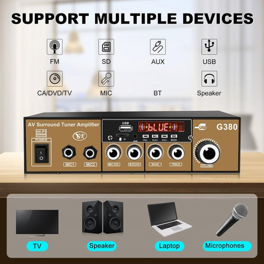 Car High-power Bluetooth Plug-in Card Digital Smart Amplifier(US Plug) by buy2fix