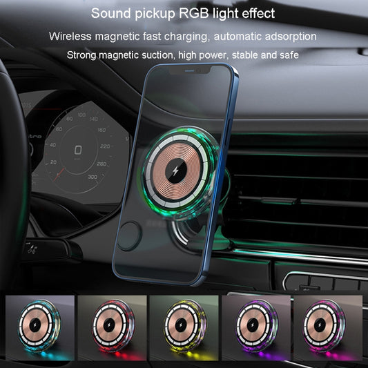 For iPhone Magsafe Magnetic Car Wireless Charger Phone Holder Light Emitting Wireless Charger, Style: Pickup RGB Light by buy2fix