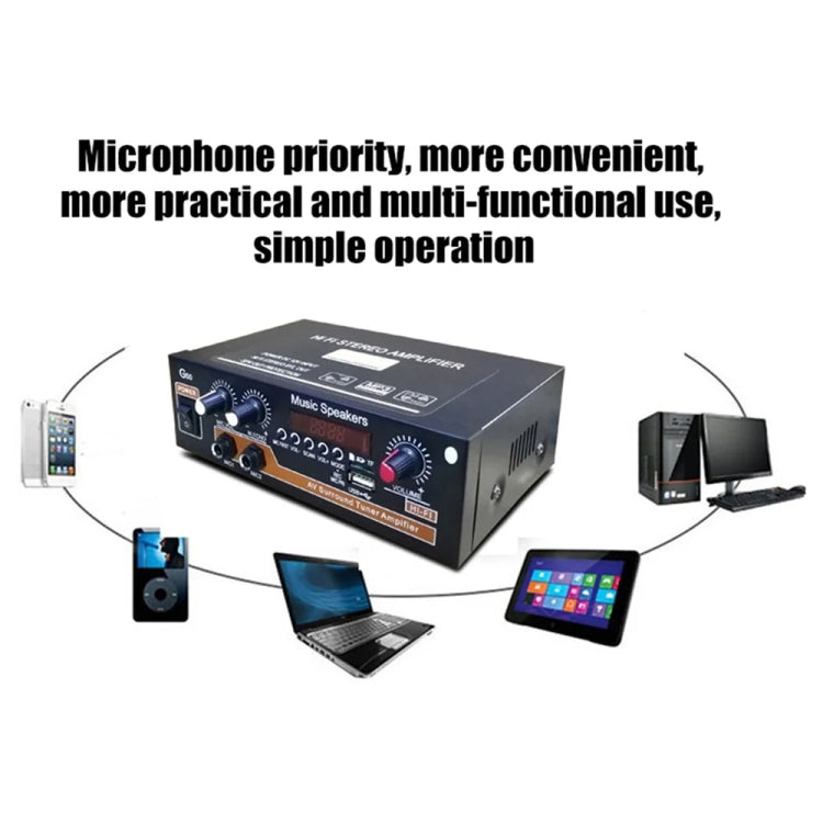 Bluetooth Built-in Recording Microphone USB Flash Drive Digital Dual-purpose Power Amplifier(EU Plug 220V) by buy2fix