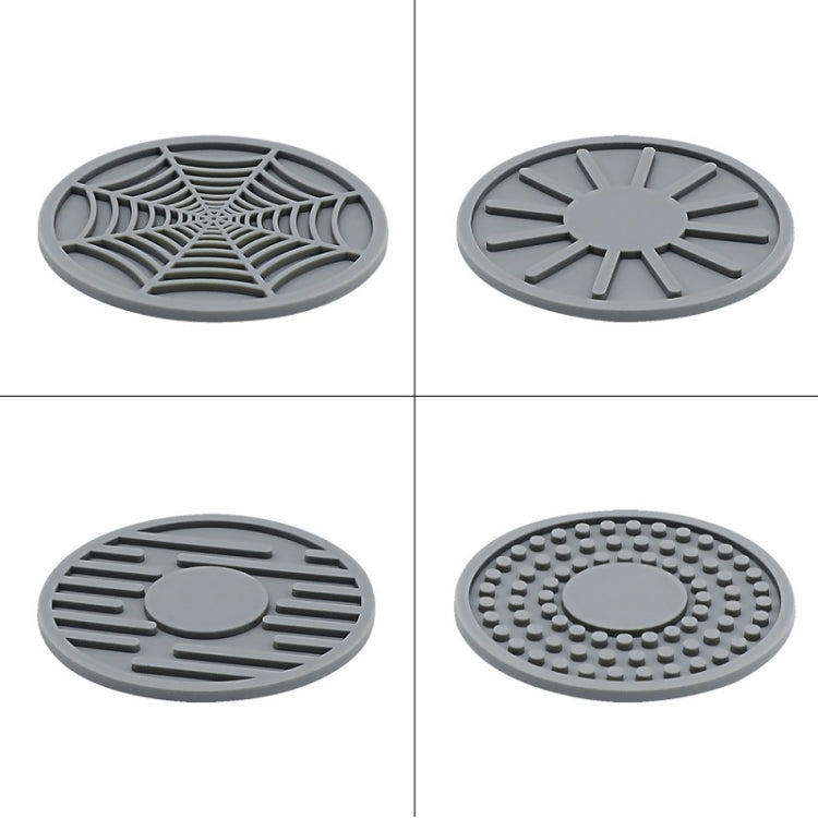 4pcs/set 6.8x0.3cm Car Anti-slip Silicone Water Coaster Storage Interior, Color: Black by buy2fix