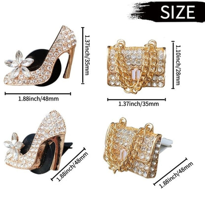 2pcs/Set Car Air Outlet Diamond-Encrusted Decoration Aromatherapy Clip, Color: High Heels+Bag by buy2fix