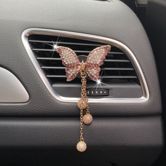 Butterfly Tassel Pearl Diamond Car Air Vent Aromatherapy Clip(Purple) by buy2fix