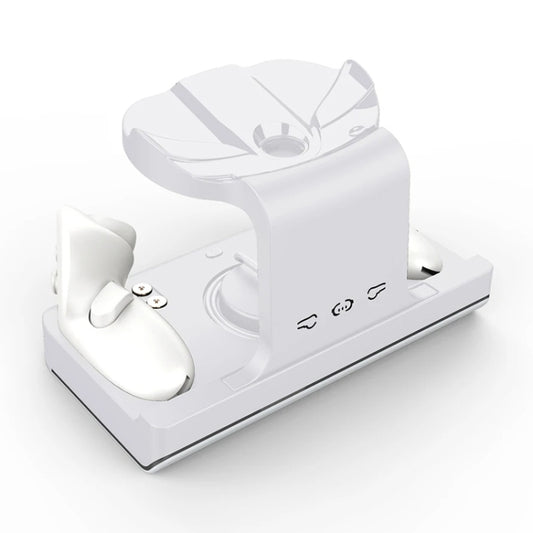 For Meta Quest 3 Headset Charging Base with Dazzle Lights VR Grip Charging Stand(White) by buy2fix