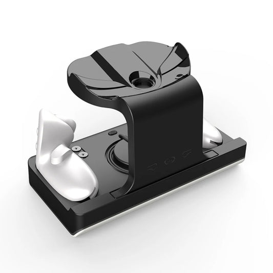 For Meta Quest 3 Headset Charging Base with Dazzle Lights VR Grip Charging Stand(Black) by buy2fix