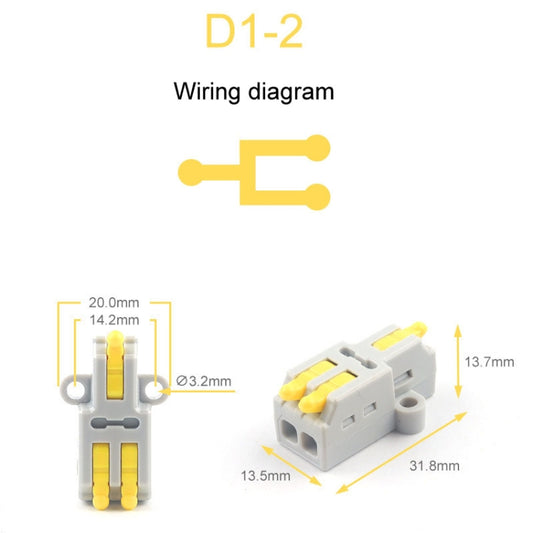 5pcs D1-2 Push Type Mini Wire Connection Splitter Quick Connect Terminal Block(Yellow) by buy2fix