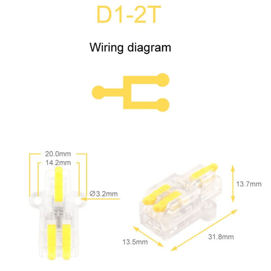 5pcs D1-2T Push Type Mini Wire Connection Splitter Quick Connect Terminal Block(Yellow) by buy2fix