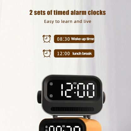 15W 3-In-1 Ambient Light Digital Display Clock Bluetooth Speaker Magnetic Wireless Charger(White) by buy2fix