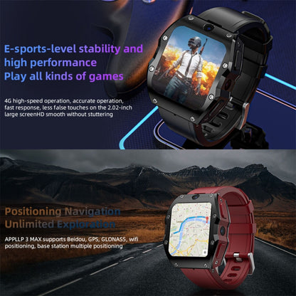 LOKMAT Appllp 3 Max 2.02-Inch Plug Card 4G Call Waterproof Sport Smart Watch With SOS(Black) - Smart Watches by LOKMAT | Online Shopping UK | buy2fix