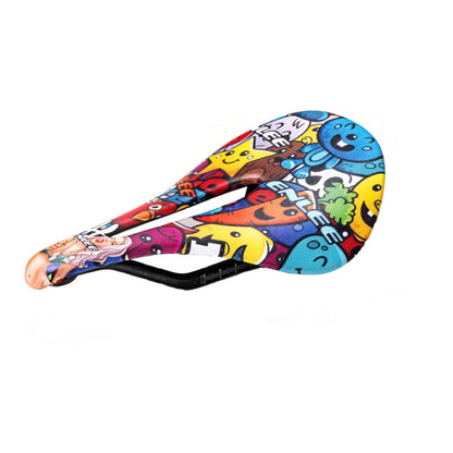 ENLEE E-ZD412 Bicycle Carbon Fiber Cushion Outdoor Riding Mountain Bike Saddle, Style: Graffiti - Bicycle Saddle by ENLEE | Online Shopping UK | buy2fix