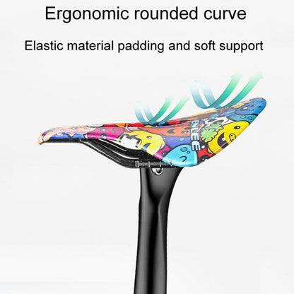 ENLEE E-ZD412 Bicycle Carbon Fiber Cushion Outdoor Riding Mountain Bike Saddle, Style: Graffiti - Bicycle Saddle by ENLEE | Online Shopping UK | buy2fix