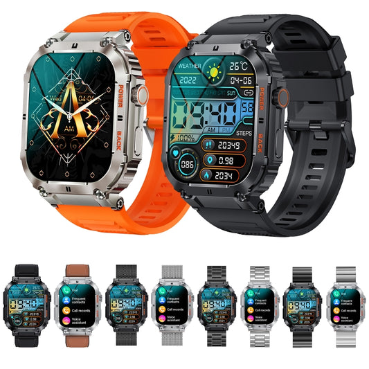 K57 Pro 1.96 Inch Bluetooth Call Music Weather Display Waterproof Smart Watch, Color: Silver Steel by buy2fix