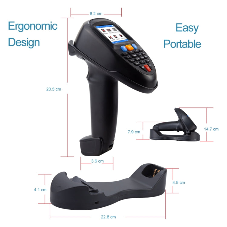 1D Laser  Wireless Barcode Reader Scanner Data Collector With 2.2-Inch LCD Screen - Barcode Scanner by buy2fix | Online Shopping UK | buy2fix