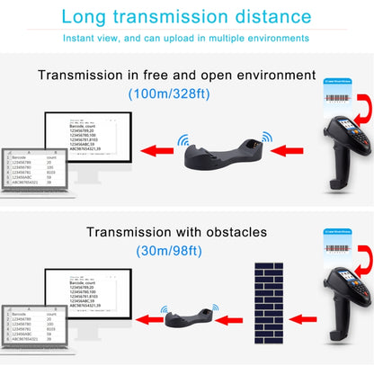 1D Laser  Wireless Barcode Reader Scanner Data Collector With 2.2-Inch LCD Screen - Barcode Scanner by buy2fix | Online Shopping UK | buy2fix