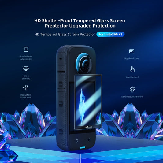 For Insta360 X3 aMagisn Screen Tempered Film Protection Sports Camera Accessories, Specification: 2sets by aMagisn
