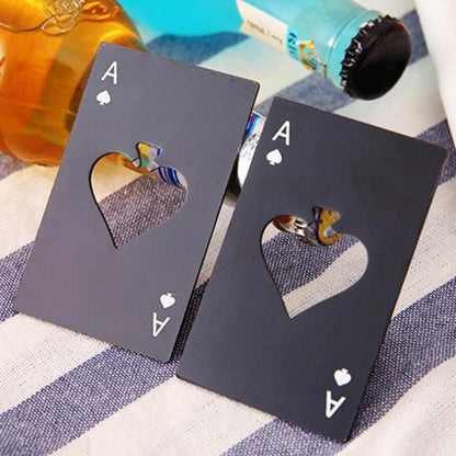 2 PCS Stainless Steel Bottle Beer Opener Poker Playing Card Spades Soda Bottle Cap Opener(Black) - Home & Garden by buy2fix | Online Shopping UK | buy2fix