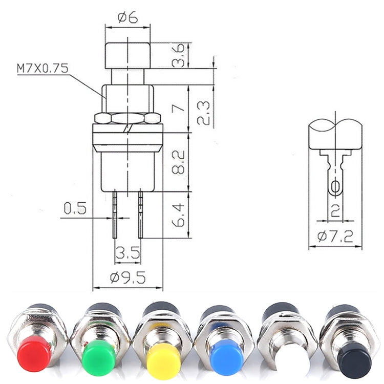 10 PCS 7mm Thread Multicolor 2 Pins Momentary Push Button Switch(Black) - Consumer Electronics by buy2fix | Online Shopping UK | buy2fix