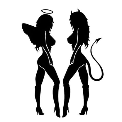 10 PCS QYPF ANGEL DEVIL Sexy Girl Car Sticker Car Styling Decal, Size: 18x14cm(Black) - Decorative Sticker by buy2fix | Online Shopping UK | buy2fix