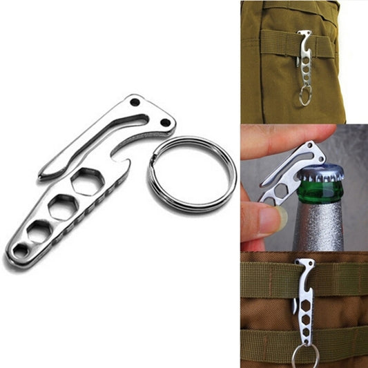 Multi-function Bottle Opener Keychain Outdoor Pocket Tool Pry Bar Hex Key Wrench by buy2fix