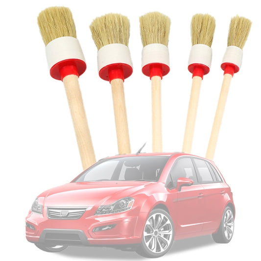 5 in 1 Car Detailing Brush Cleaning Natural Boar Hair Brushes Auto Detail Tools Products Wheels Dashboard (White) - In Car by buy2fix | Online Shopping UK | buy2fix