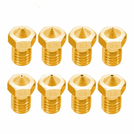 8 PCS Bugatti 3D Printer Accessories E3D-V5 V6 Nozzle M6 Thread Consumables Hot Nozzle, Size:1.75/0.3mm by buy2fix