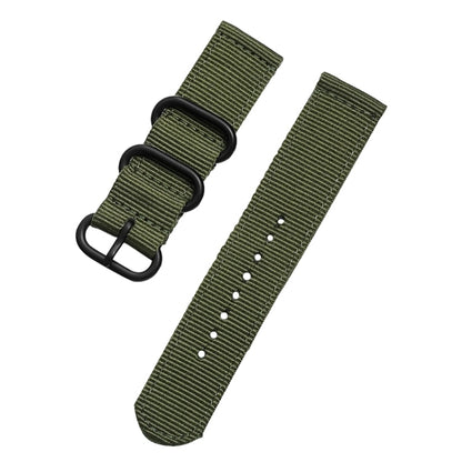 Washable Nylon Canvas Watchband, Band Width:20mm(Army Green with Black Ring Buckle) - Watch Accessories & Parts by buy2fix | Online Shopping UK | buy2fix